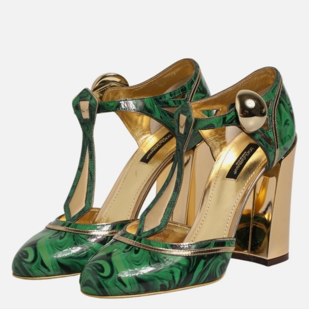 Dolce & Gabbana Green And Gold Shoes
